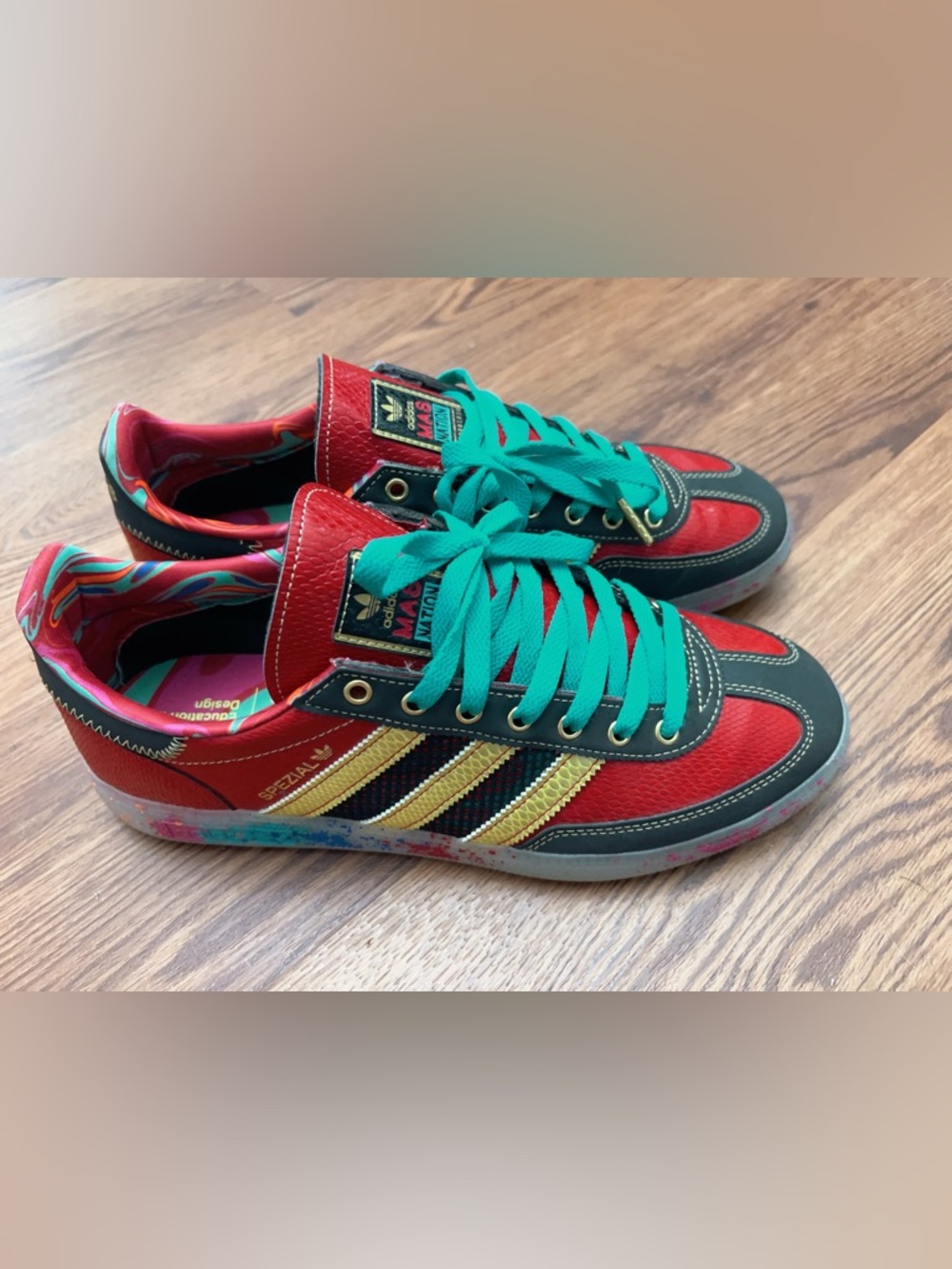 adidas Men Sneakers in Red, Teal, Gold, Black